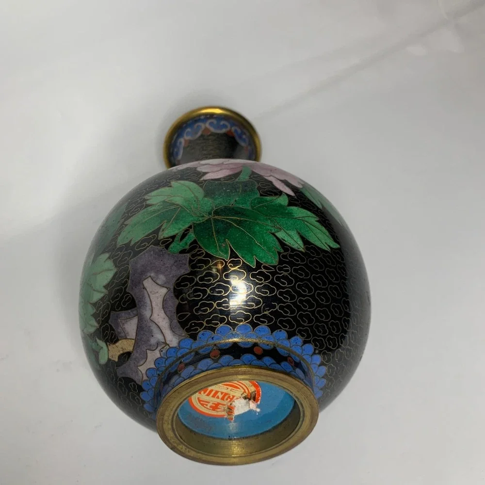 VTG Chinese Cloisonné Enamel Vase 6